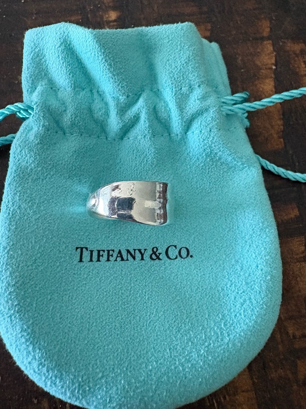 Tiffany & Co. Sterling Silver Sculpted Twist Band in Tiffany Blue and Silver - Picture 2 of 7